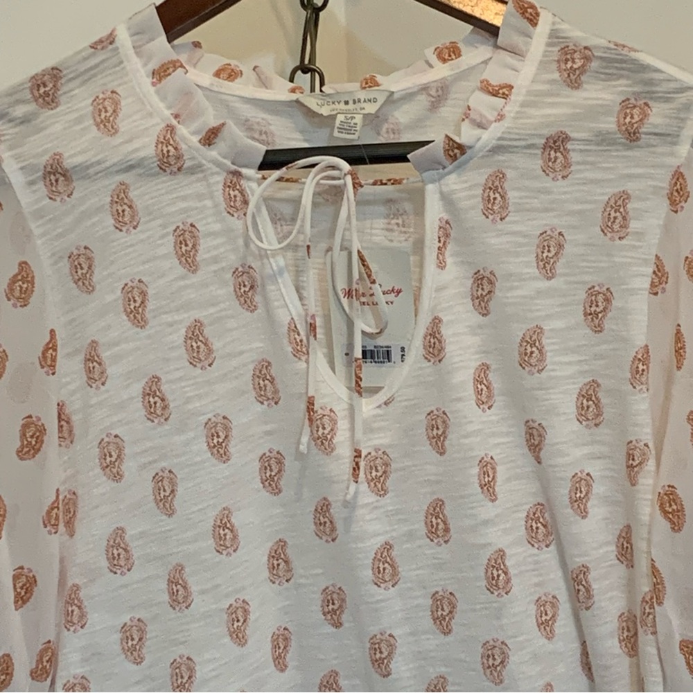 *NWT* Lucky Brand Paisley Boho Peasant Top - Picture 3 of 10